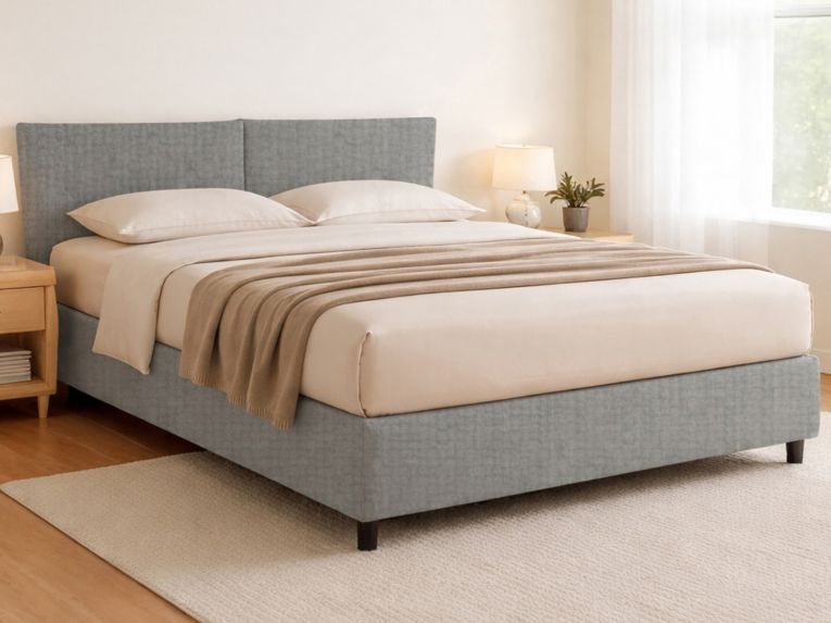 Letto Matrimoniale Grigio Cenere Sfoderabile Contenitore, Dimensione Materasso 160x190 cm - Levice