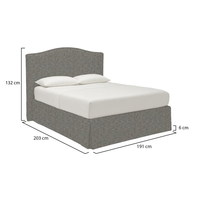 Letto Matrimoniale Grigio Cenere Sfoderabile Contenitore, Dimensione Materasso 160x190 cm - Turania