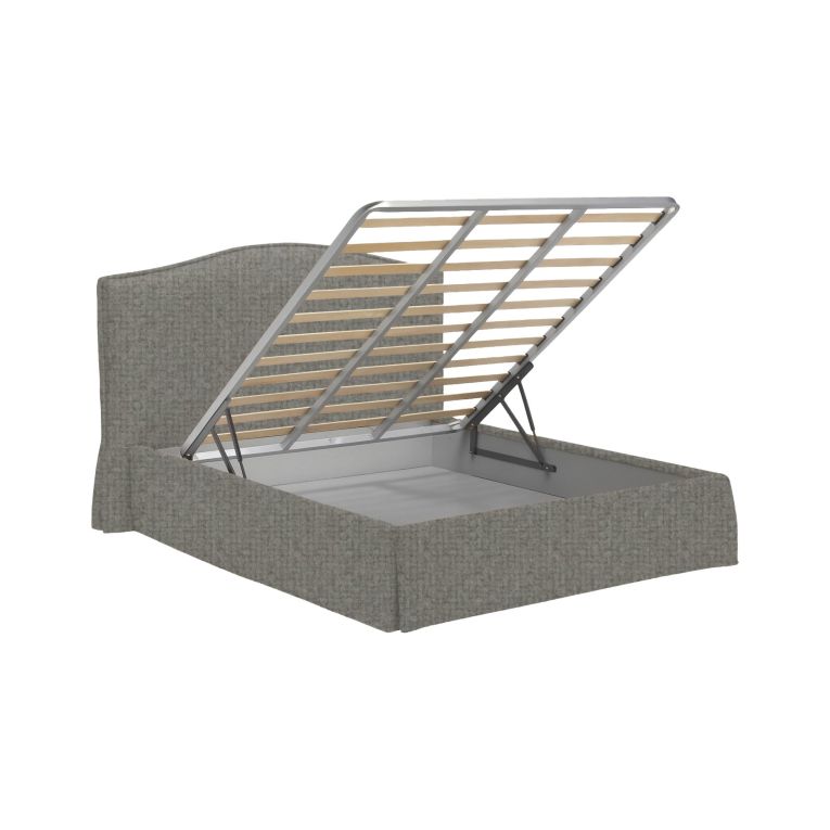Letto Matrimoniale Grigio Cenere Sfoderabile Contenitore, Dimensione Materasso 160x190 cm - Turania