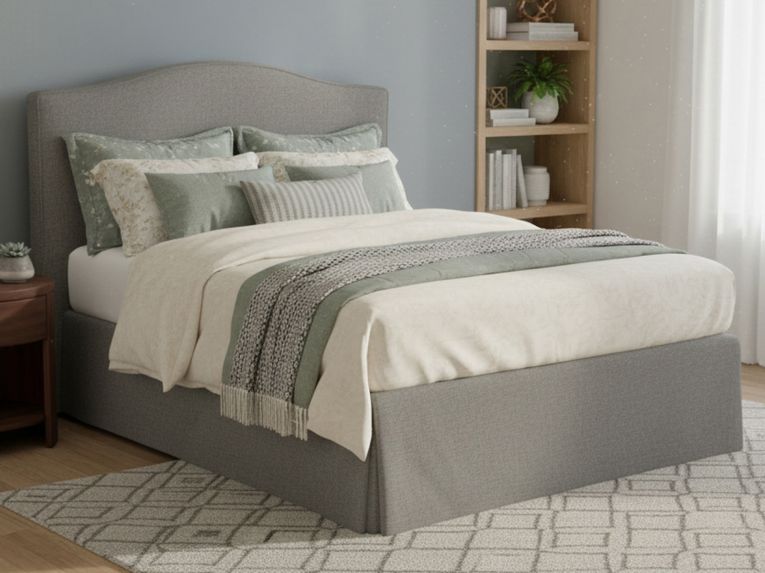 Letto Matrimoniale Grigio Cenere Sfoderabile Contenitore, Dimensione Materasso 160x190 cm - Turania