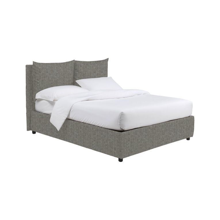 Letto Matrimoniale Grigio Cenere Sfoderabile Contenitore, Dimensione Materasso 160x200 cm - Davoli