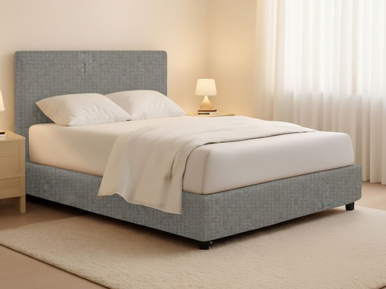Letto Matrimoniale Grigio Cenere Sfoderabile Contenitore, Dimensione Materasso 160x200 cm - Lenta
