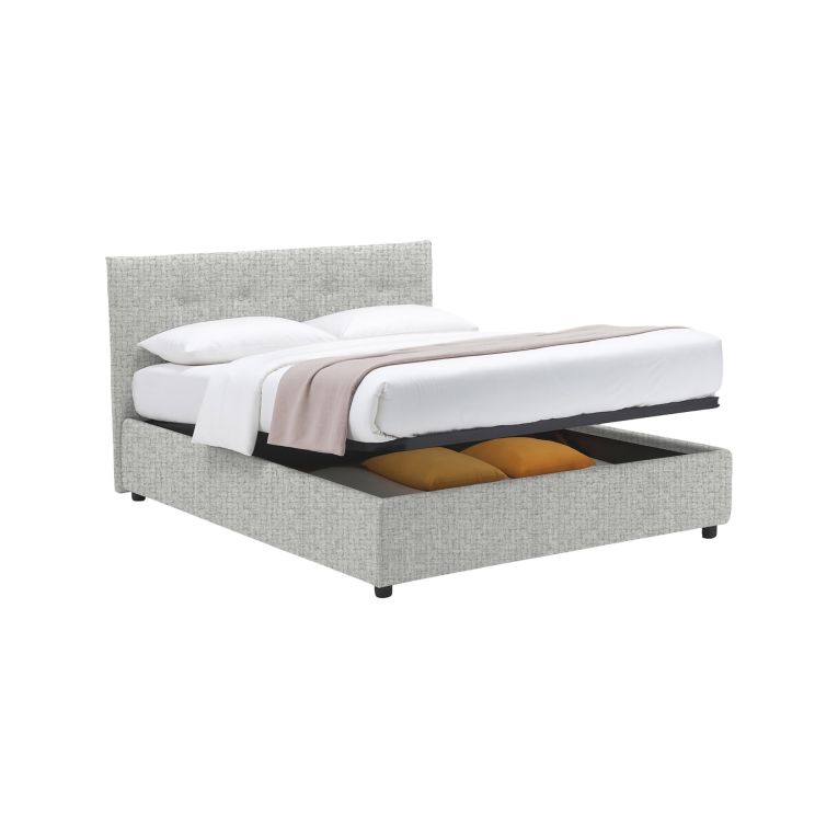 Letto Matrimoniale Grigio Chiaro Sfoderabile Contenitore, Dimensione Materasso 160x190 cm - Colere