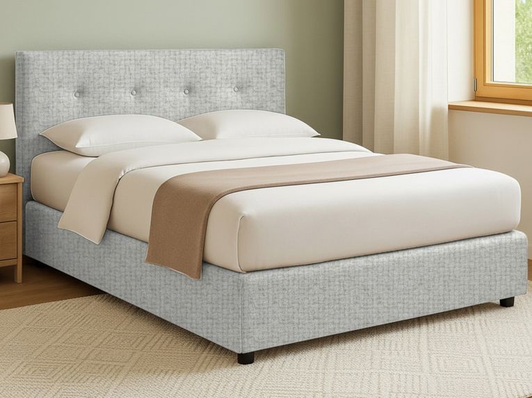 Letto Matrimoniale Grigio Chiaro Sfoderabile Contenitore, Dimensione Materasso 160x190 cm - Colere