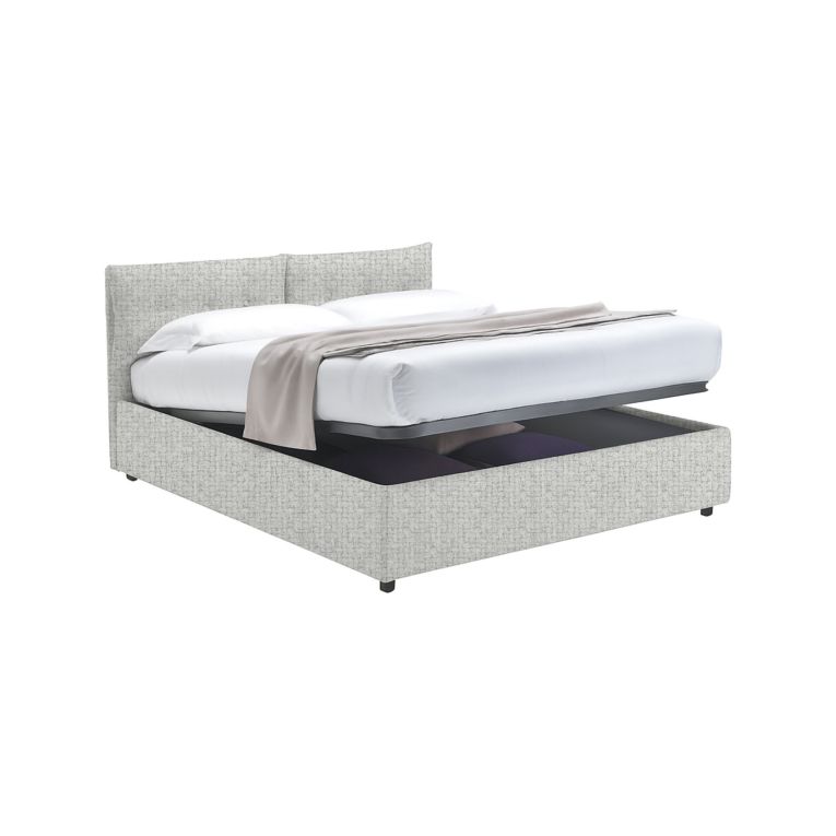 Letto Matrimoniale Grigio Chiaro Sfoderabile Contenitore, Dimensione Materasso 160x190 cm - Levice