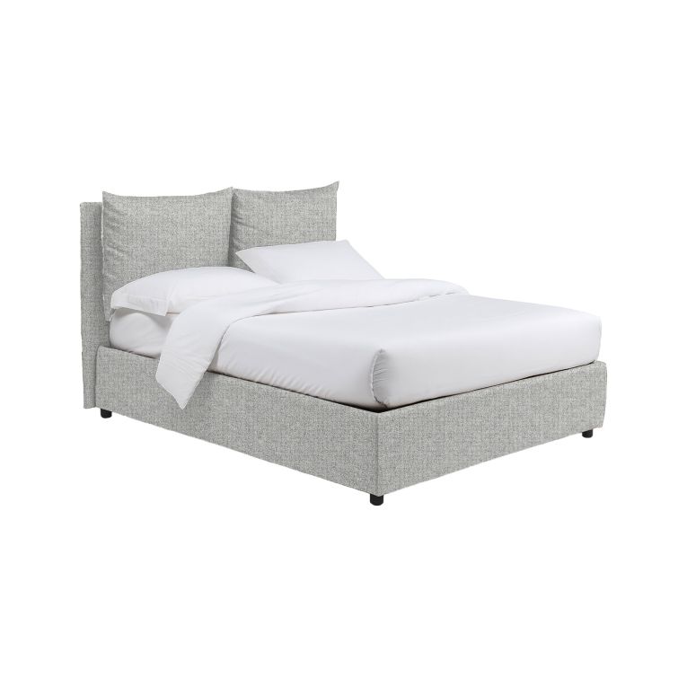 Letto Matrimoniale Grigio Chiaro Sfoderabile Contenitore, Dimensione Materasso 160x200 cm - Davoli