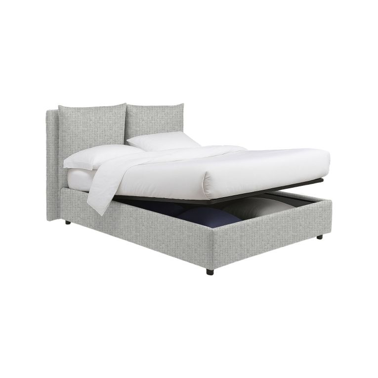 Letto Matrimoniale Grigio Chiaro Sfoderabile Contenitore, Dimensione Materasso 160x200 cm - Davoli