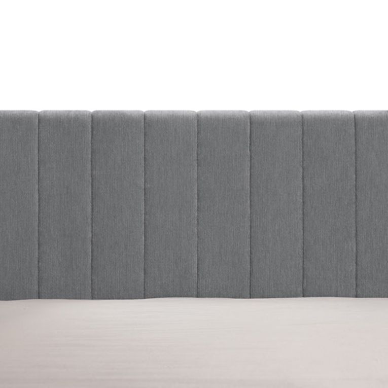 Letto Matrimoniale Grigio Dimensione Materasso 160x200 cm Testiera e Giroletto Imbottiti, Imbottito - Exmouth