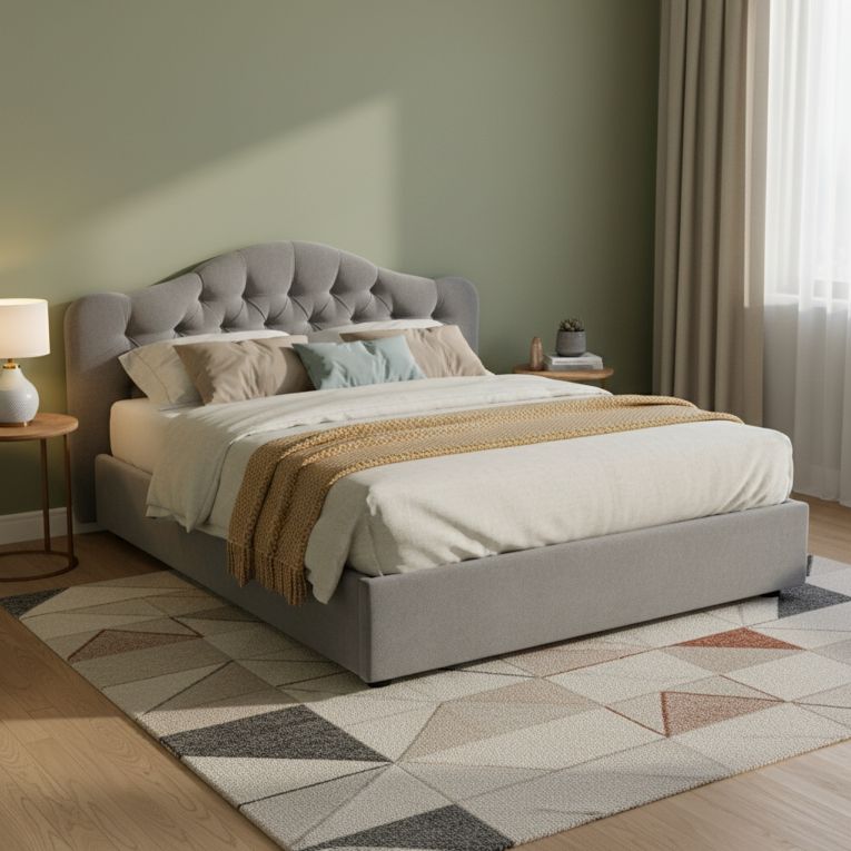 Letto Matrimoniale Grigio Materasso Incluso Sfoderabile, Contenitore Made in Italy - Allik