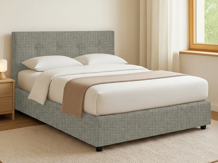 Letto Matrimoniale Grigio Sabbia Sfoderabile Contenitore, Dimensione Materasso 160x190 cm Made in Italy - Colere