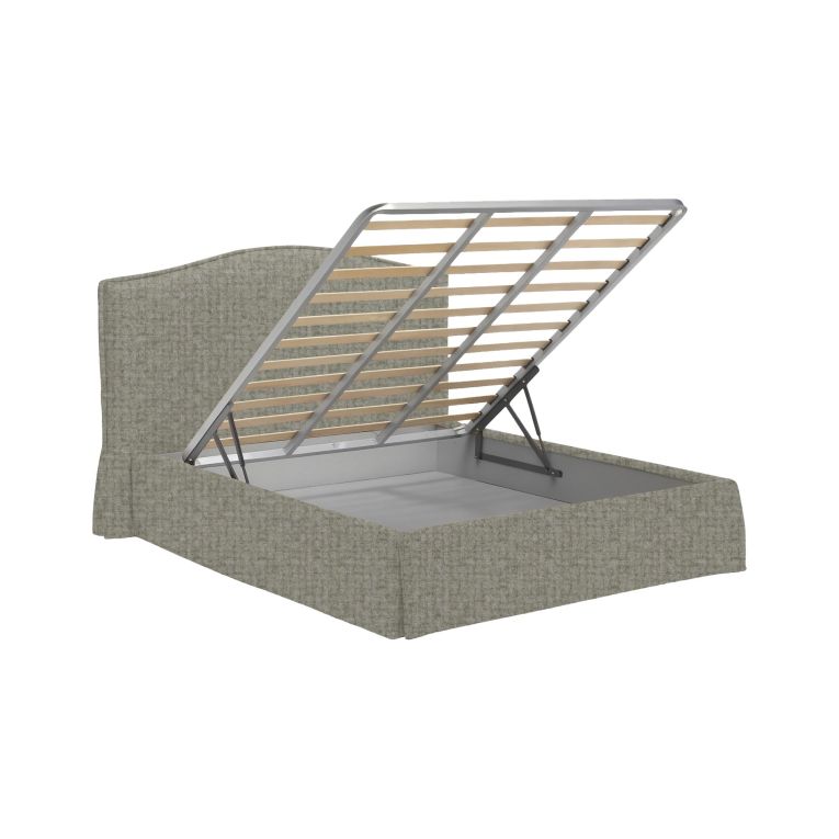 Letto Matrimoniale Grigio Sabbia Sfoderabile Contenitore, Dimensione Materasso 160x190 cm Made in Italy - Turania
