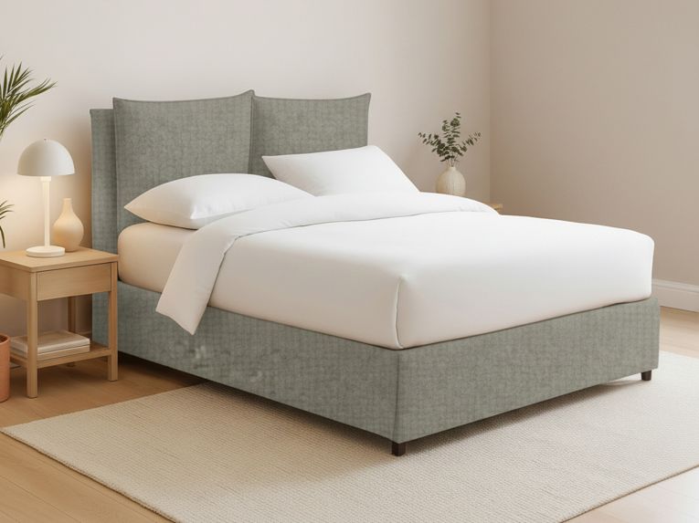 Letto Matrimoniale Grigio Sabbia Sfoderabile Contenitore, Dimensione Materasso 160x200 cm Made in Italy - Davoli