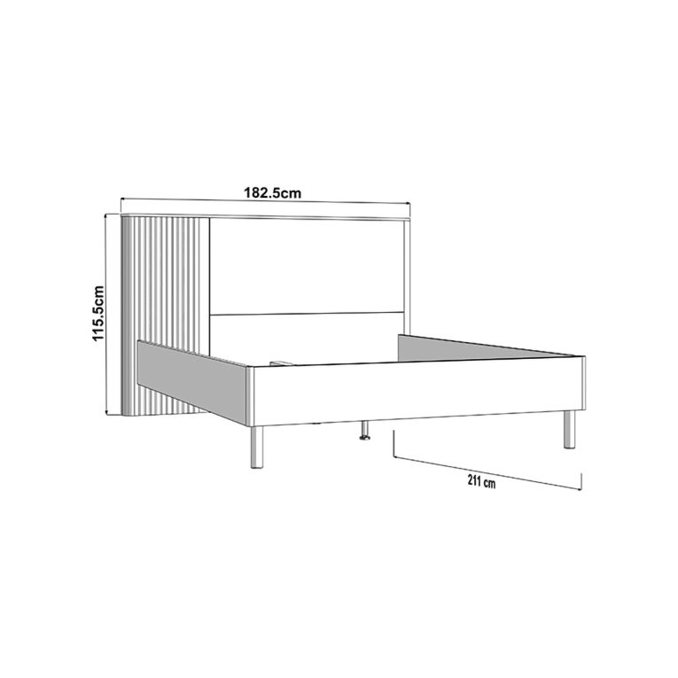 Letto Matrimoniale Grigio Scuro Marrone Rovere Dimensione Materasso 160x200 cm Peso Supportato 200 kg, Matrimoniale - Banff