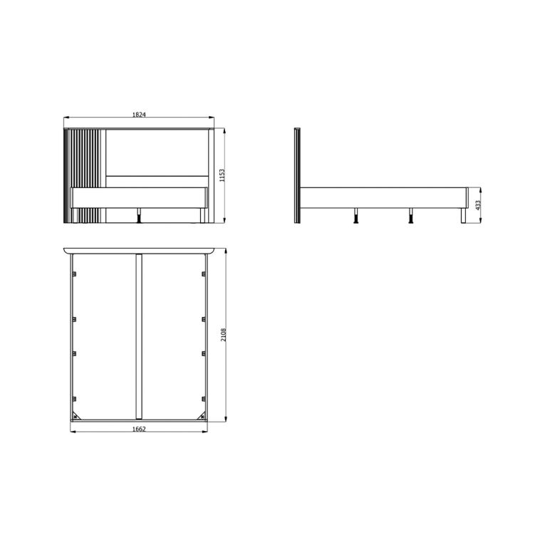 Letto Matrimoniale Grigio Scuro Marrone Rovere Dimensione Materasso 160x200 cm Peso Supportato 200 kg, Matrimoniale - Banff