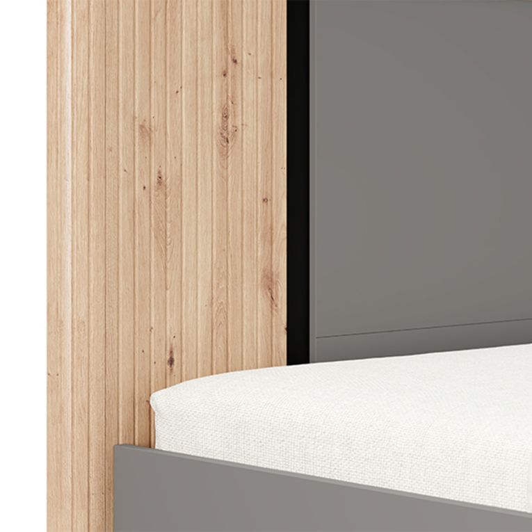 Letto Matrimoniale Grigio Scuro Marrone Rovere Dimensione Materasso 180x200 cm Peso Supportato 200 kg, Matrimoniale - Banff