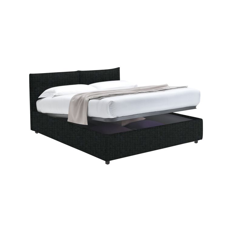 Letto Matrimoniale Grigio Scuro Sfoderabile Contenitore, Dimensione Materasso 160x190 cm - Levice