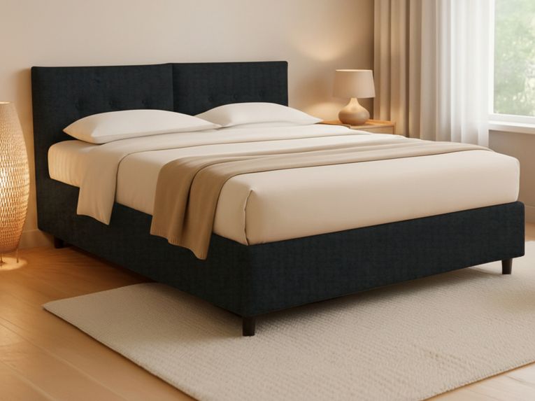Letto Matrimoniale Grigio Scuro Sfoderabile Contenitore, Dimensione Materasso 160x190 cm - Levice