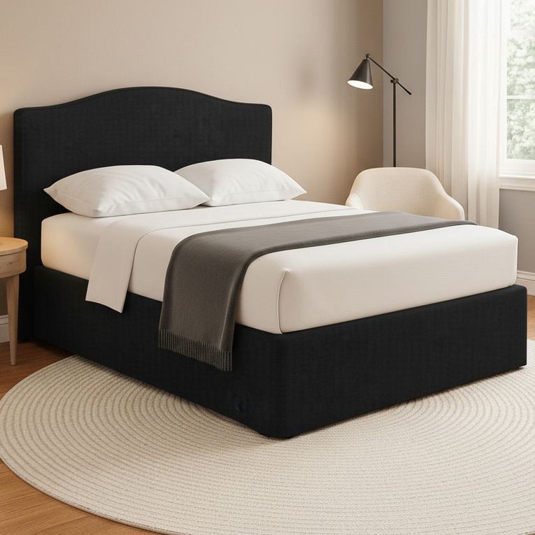 Letto Matrimoniale Grigio Scuro Sfoderabile Contenitore, Dimensione Materasso 160x190 cm - Turania