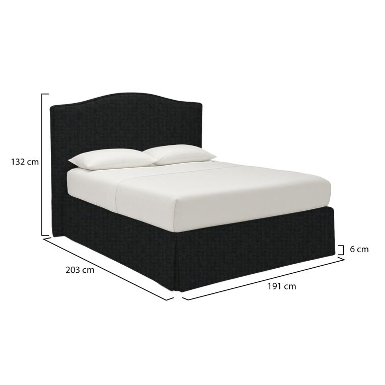 Letto Matrimoniale Grigio Scuro Sfoderabile Contenitore, Dimensione Materasso 160x190 cm - Turania