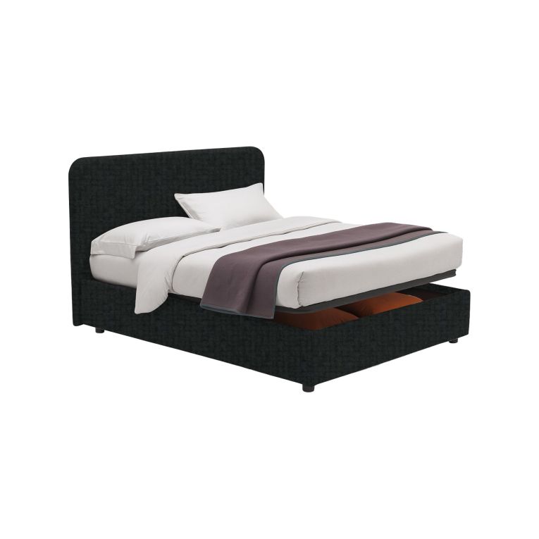Letto Matrimoniale Grigio Scuro Sfoderabile Contenitore, Dimensione Materasso 160x200 cm - Argentina