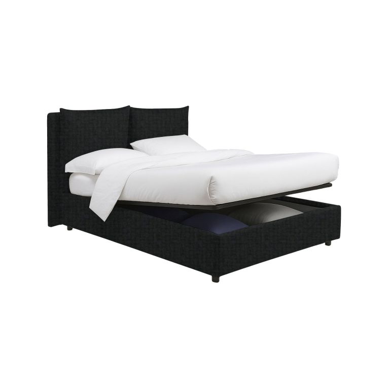Letto Matrimoniale Grigio Scuro Sfoderabile Contenitore, Dimensione Materasso 160x200 cm - Davoli