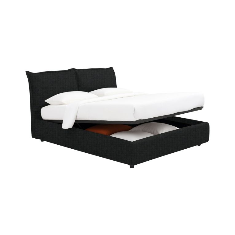Letto Matrimoniale Grigio Scuro Sfoderabile Contenitore, Dimensione Materasso 160x200 cm - Orino