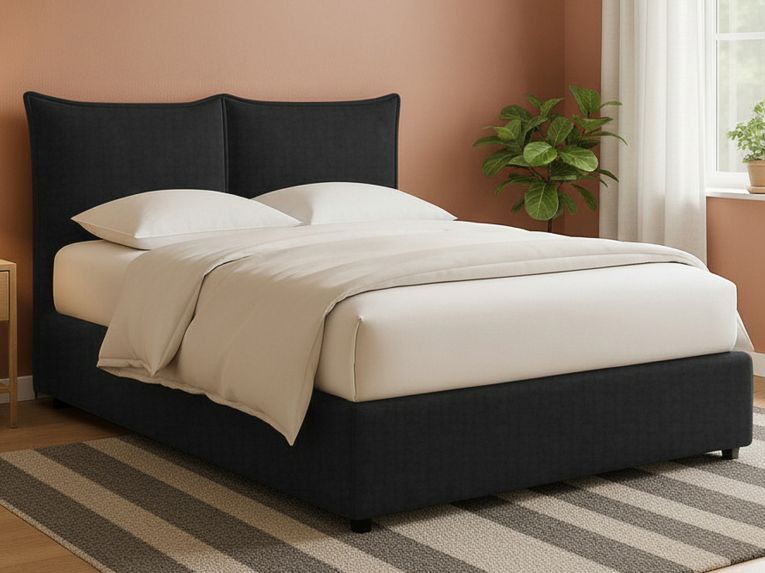 Letto Matrimoniale Grigio Scuro Sfoderabile Contenitore, Dimensione Materasso 160x200 cm - Orino