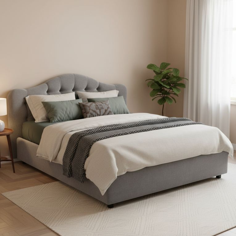 Letto Matrimoniale Grigio Sfoderabile Contenitore, Dimensione Materasso 160x190 cm Made in Italy - Arex