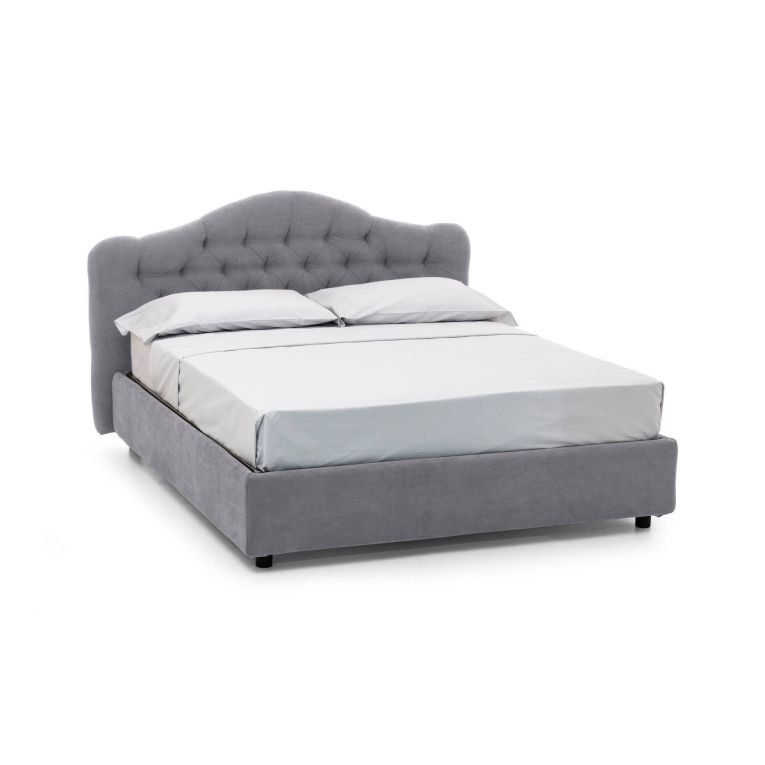 Letto Matrimoniale Grigio Sfoderabile Contenitore, Dimensione Materasso 160x190 cm Made in Italy - Arex