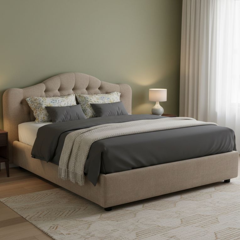 Letto Matrimoniale Grigio Tortora- Materasso Incluso Sfoderabile, Contenitore Made in Italy - Alfer