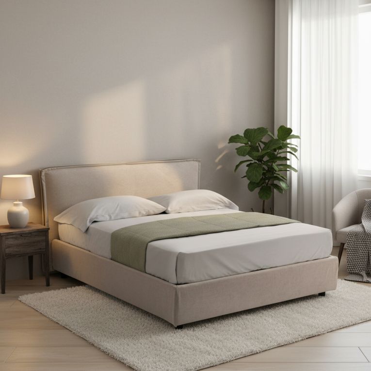 Letto Matrimoniale Grigio Tortora- Materasso Incluso Sfoderabile, Contenitore Made in Italy - Brunate