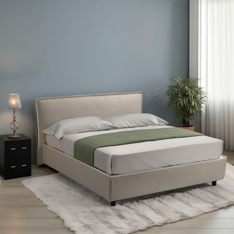 Letto Matrimoniale Grigio Tortora- Materasso Incluso Sfoderabile, Contenitore Made in Italy - Bruzolo