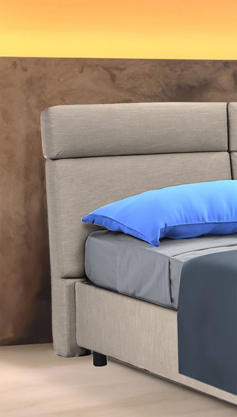 Letto Matrimoniale Grigio Tortora- Sfoderabile Contenitore, Dimensione Materasso 160x190 cm Made in Italy - Alcatron
