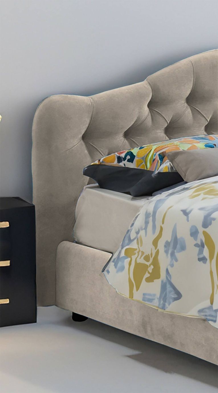 Letto Matrimoniale Grigio Tortora- Sfoderabile Contenitore, Dimensione Materasso 160x190 cm Made in Italy - Arex