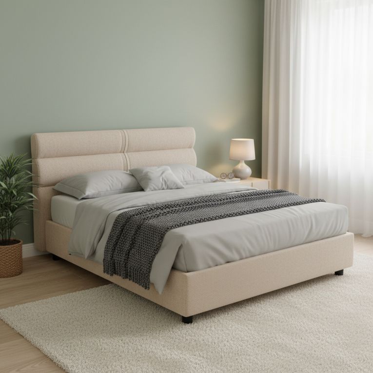 Letto Matrimoniale Grigio Tortora- Sfoderabile Contenitore, Dimensione Materasso 160x190 cm Made in Italy - Brienno