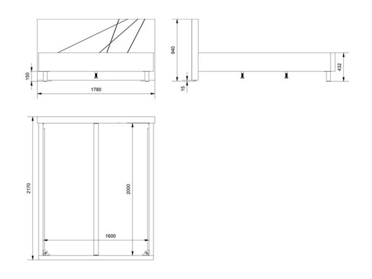 Letto Matrimoniale Grigio Tortora Testiera Imbottita Disegno Geometrico Imbottito, Dimensione Materasso 160x200 cm - Melfi