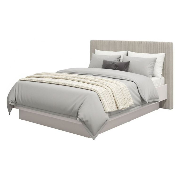 Letto Matrimoniale Grigio Tortora Testiera Imbottita Effetto Velluto Dimensione Materasso 160x200 cm, Peso Supportato 200 kg - Caprezzo