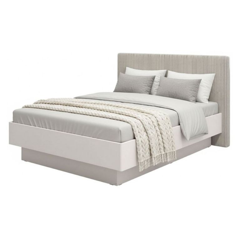 Letto Matrimoniale Grigio Tortora Testiera Imbottita Effetto Velluto Imbottito, Dimensione Materasso 180x200 cm - Ragogna