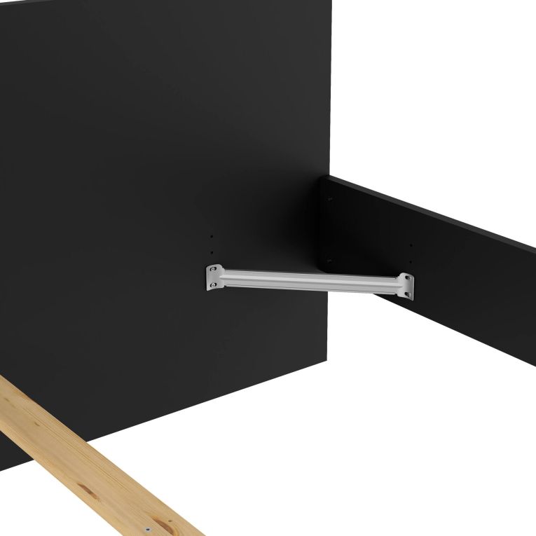Letto matrimoniale Hortense, Sommier per camera da letto, Giroletto per stanza, Struttura porta materasso, 166x207 h80 cm, Nero