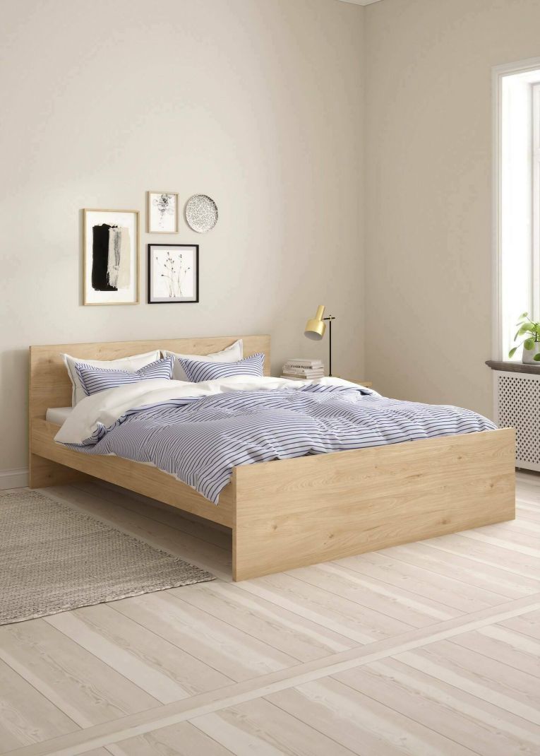 Letto matrimoniale Hortense, Sommier per camera da letto, Giroletto per stanza, Struttura porta materasso, 207x166 h80 cm, Rovere