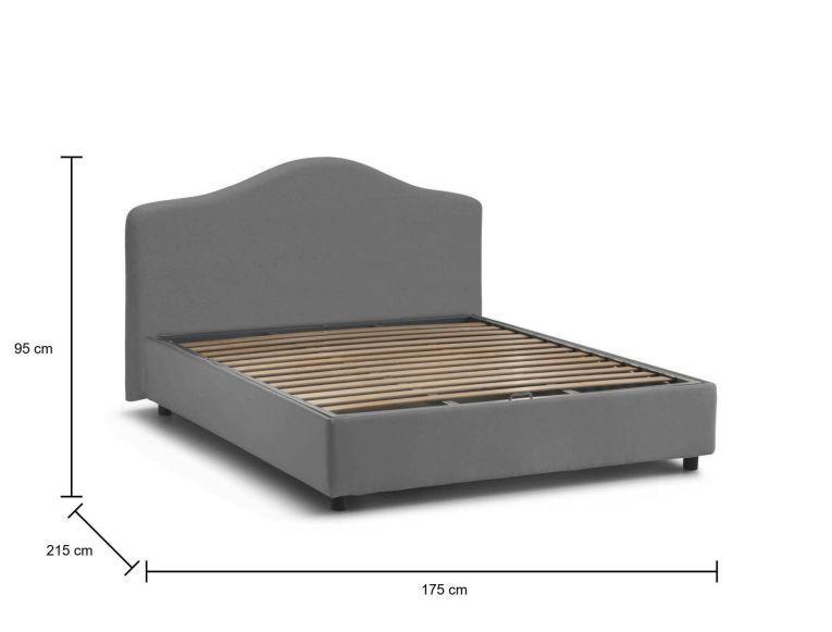 Letto matrimoniale Isotta, Letto contenitore con rivestimento in tessuto, 100% Made in Italy, Apertura frontale, adatto per materasso Cm 160x200, Grigio