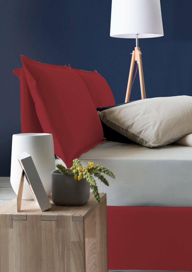 Letto matrimoniale Maddalena, Letto contenitore con rivestimento in tessuto, 100% Made in Italy, Apertura frontale, adatto per materasso Cm 140x200, Rosso