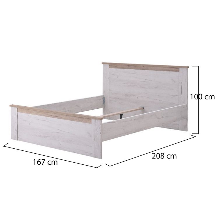 Letto Matrimoniale Marrone Larice Chiaro Marrone Rovere Dimensione Materasso 160x200 cm Peso Supportato 200 kg, Matrimoniale - Claviere