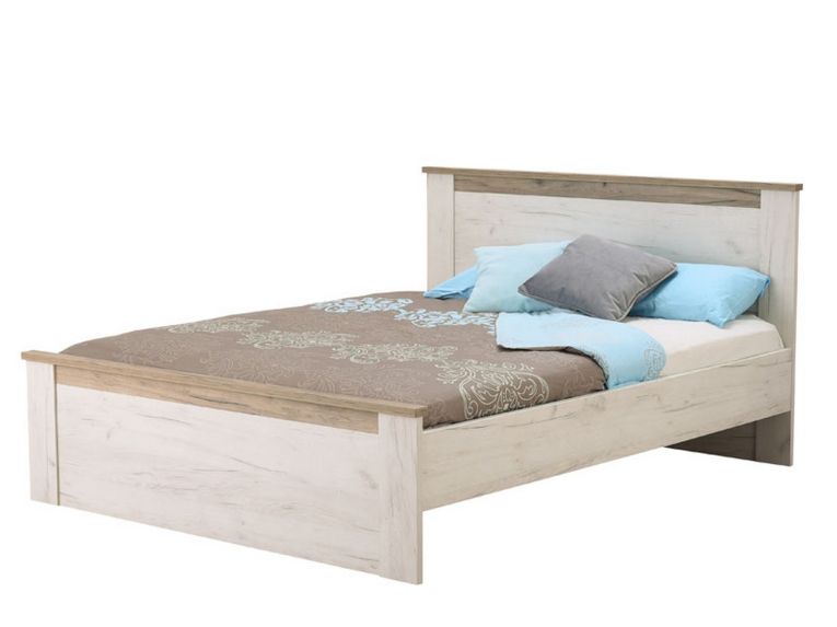 Letto Matrimoniale Marrone Larice Chiaro Marrone Rovere Dimensione Materasso 160x200 cm Peso Supportato 200 kg, Matrimoniale - Claviere