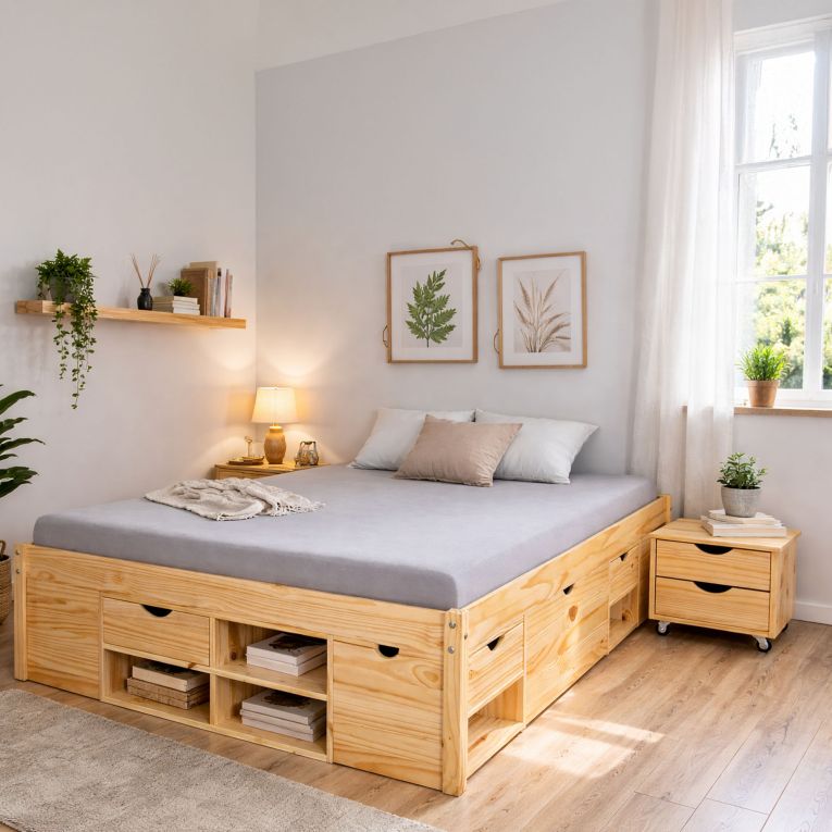 Letto Matrimoniale Marrone, - Ligosullo