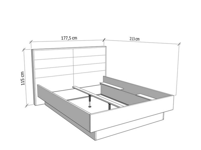 Letto Matrimoniale Marrone Rovere Bianco Crema Dimensione Materasso 160x200 cm Imbottito, Testiera Imbottita - Tirso