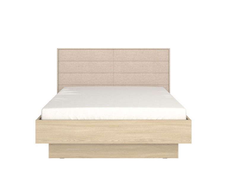 Letto Matrimoniale Marrone Rovere Bianco Crema Dimensione Materasso 160x200 cm Imbottito, Testiera Imbottita - Tirso