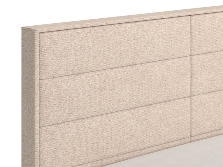 Letto Matrimoniale Marrone Rovere Bianco Crema Dimensione Materasso 160x200 cm Imbottito, Testiera Imbottita - Tirso