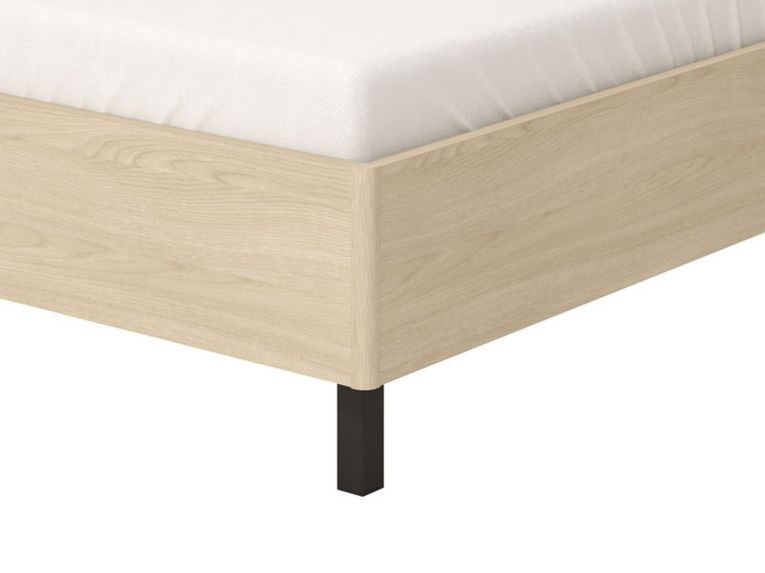 Letto Matrimoniale Marrone Rovere Bianco Crema Testiera Imbottita Imbottito, Dimensione Materasso 160x200 cm - Ausonio