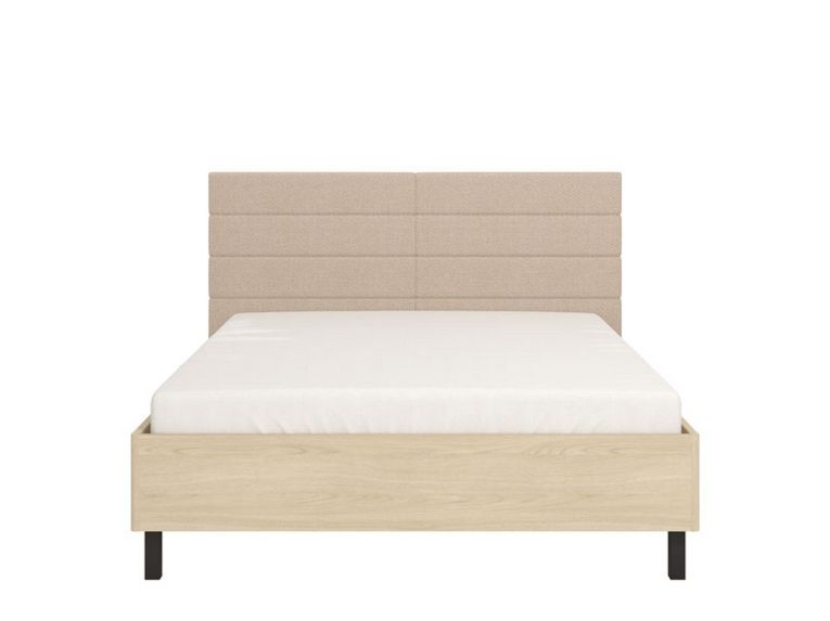 Letto Matrimoniale Marrone Rovere Bianco Crema Testiera Imbottita Imbottito, Dimensione Materasso 180x200 cm - Circeo